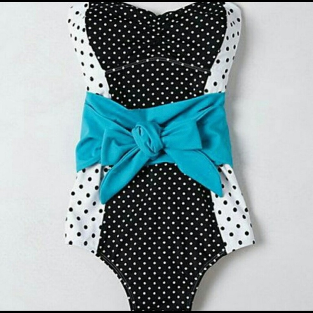 Anthropologie Sashed Dots Maillot Swimsuit
